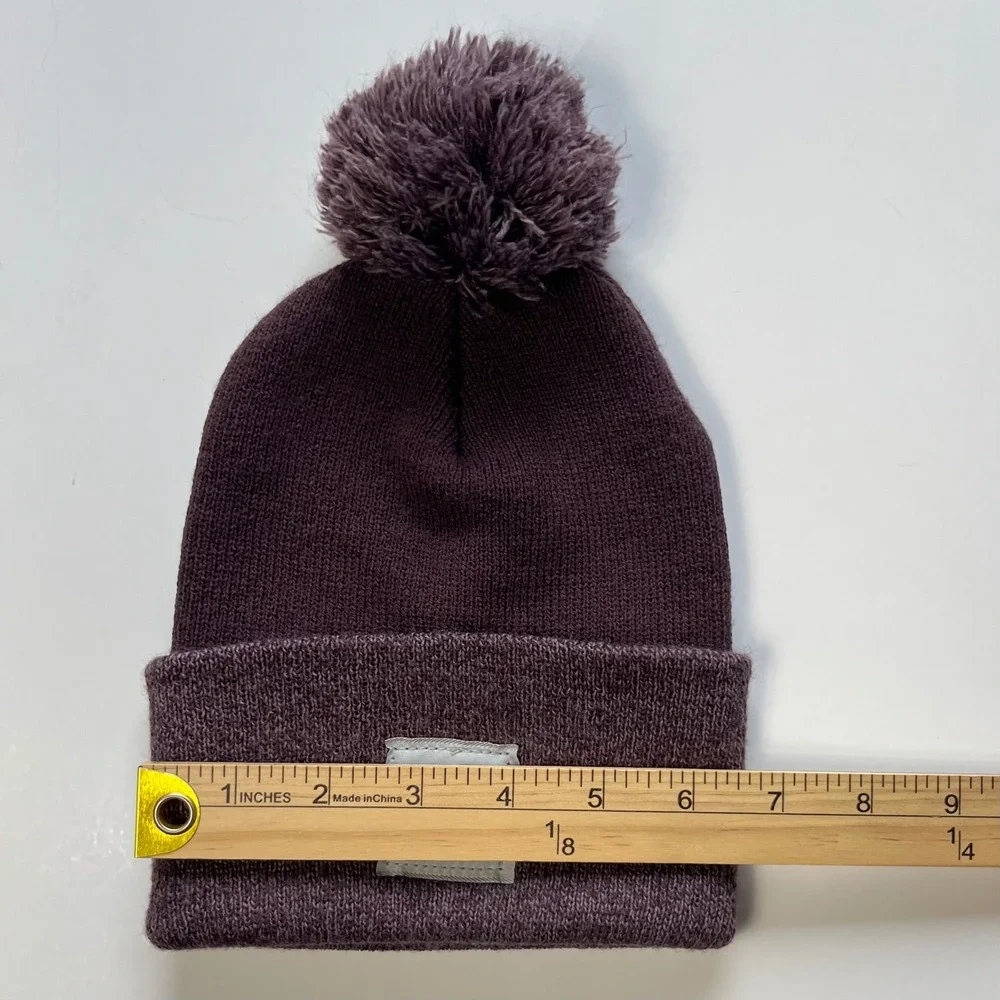 Carhartt Plum Pom Cuff Beanie Knit Hat Logo USA Thermal Workwear  Unisex Ski